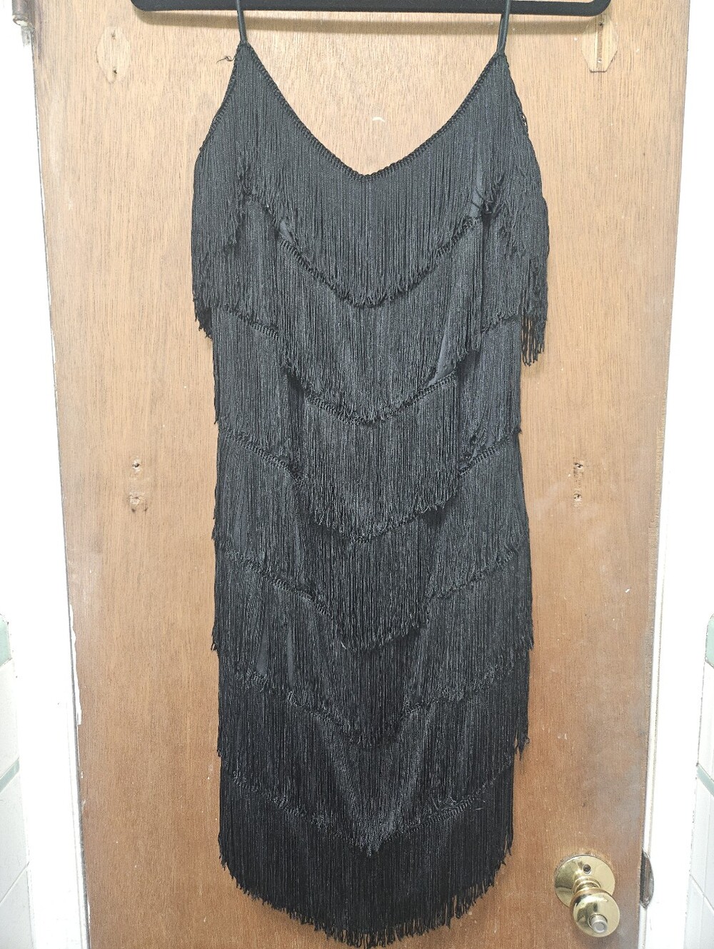 Vintage Zum Zum by Niki Livas Black Fringe Slip Dress